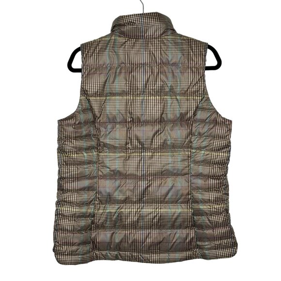 Lands' End Women's Down Puffer Vest 600 Fill Power Size M Brown‎ Plaid NEW - Picture 2 of 8
